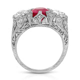 1920s Burma Ruby Platinum Deco Ring Statement Ring Roseark Vintage