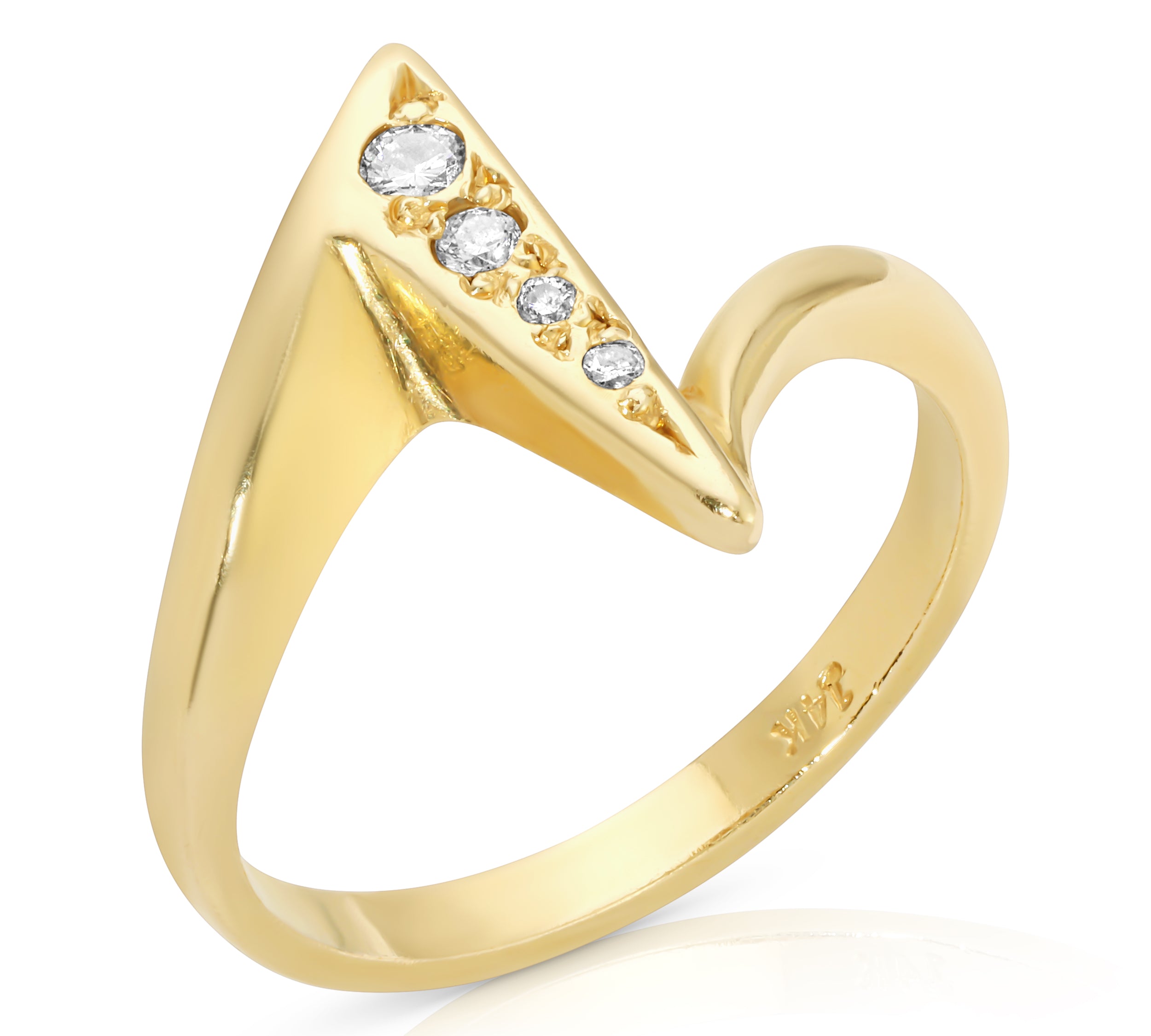 Zig-Zag Diamond Heartbeat Ring Rings Roseark Vintage   