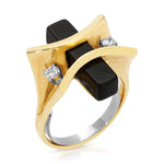 1970s Avante-Garde Onyx with Diamonds Rings Roseark Vintage   