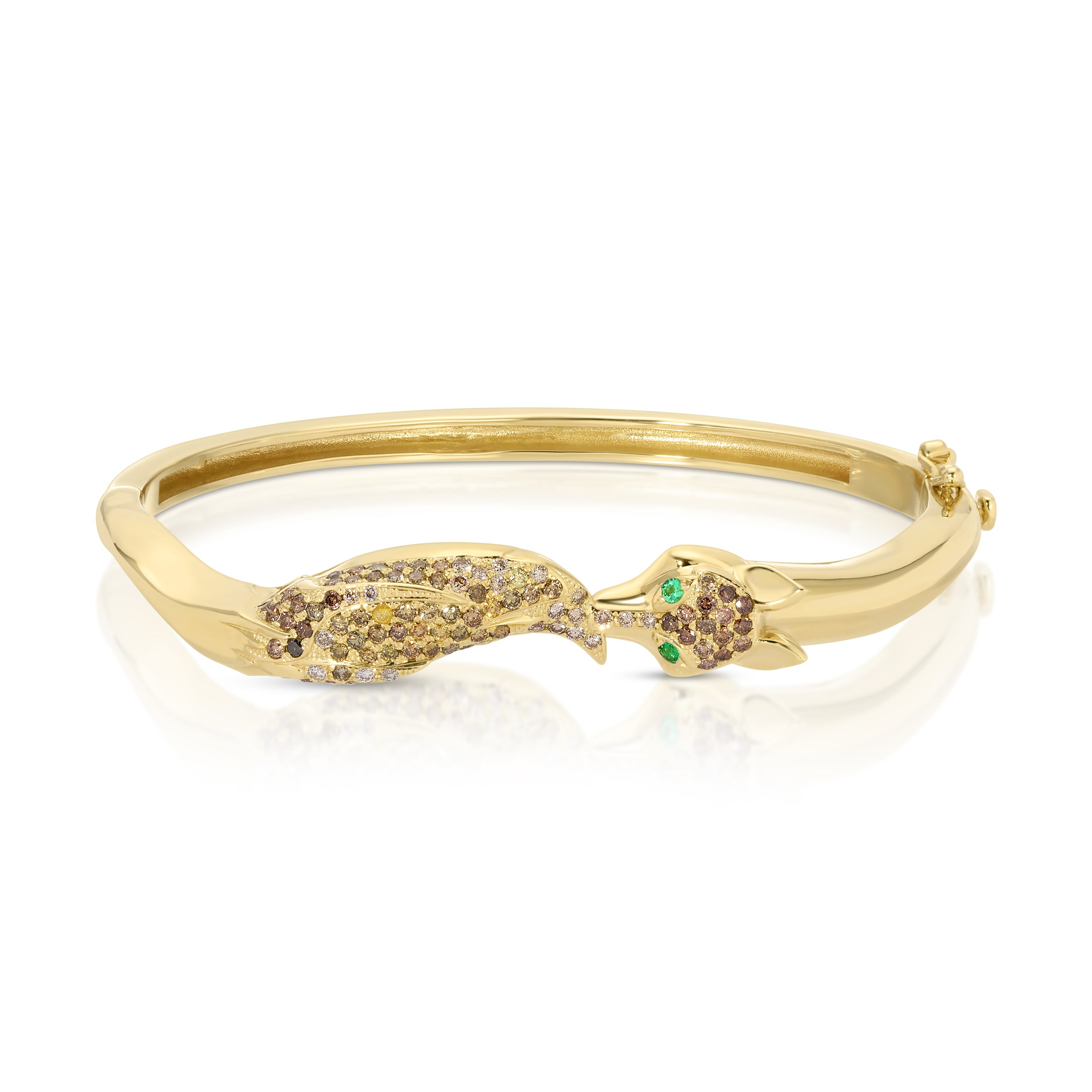 Diamond Fox Cuff with Emerald Eyes Bangle Roseark   