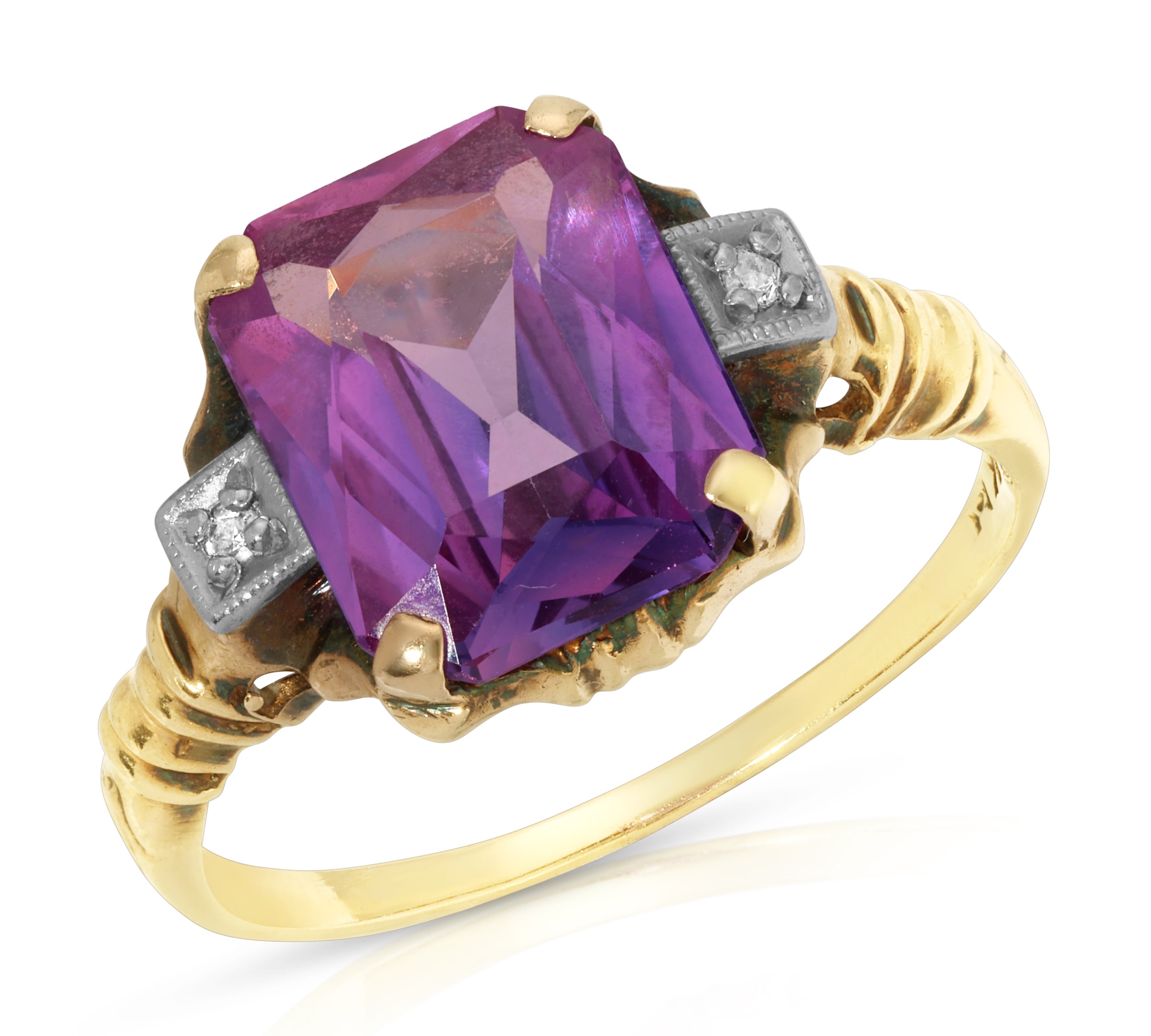 Estate 1940s Amethyst Cocktail Ring Cocktail Roseark Vintage   