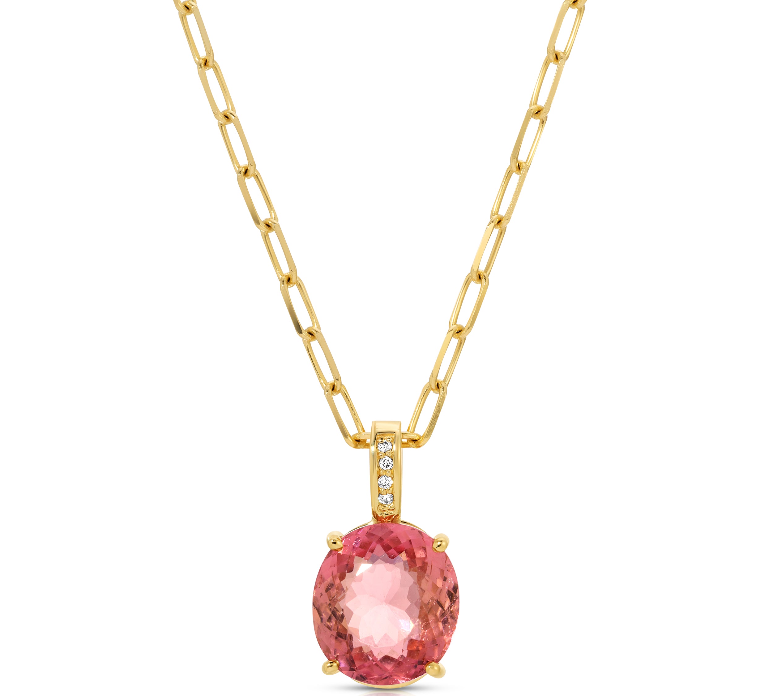 Tourmaline Pendant Necklace with Diamond Bale Pendant Roseark Jewelry   