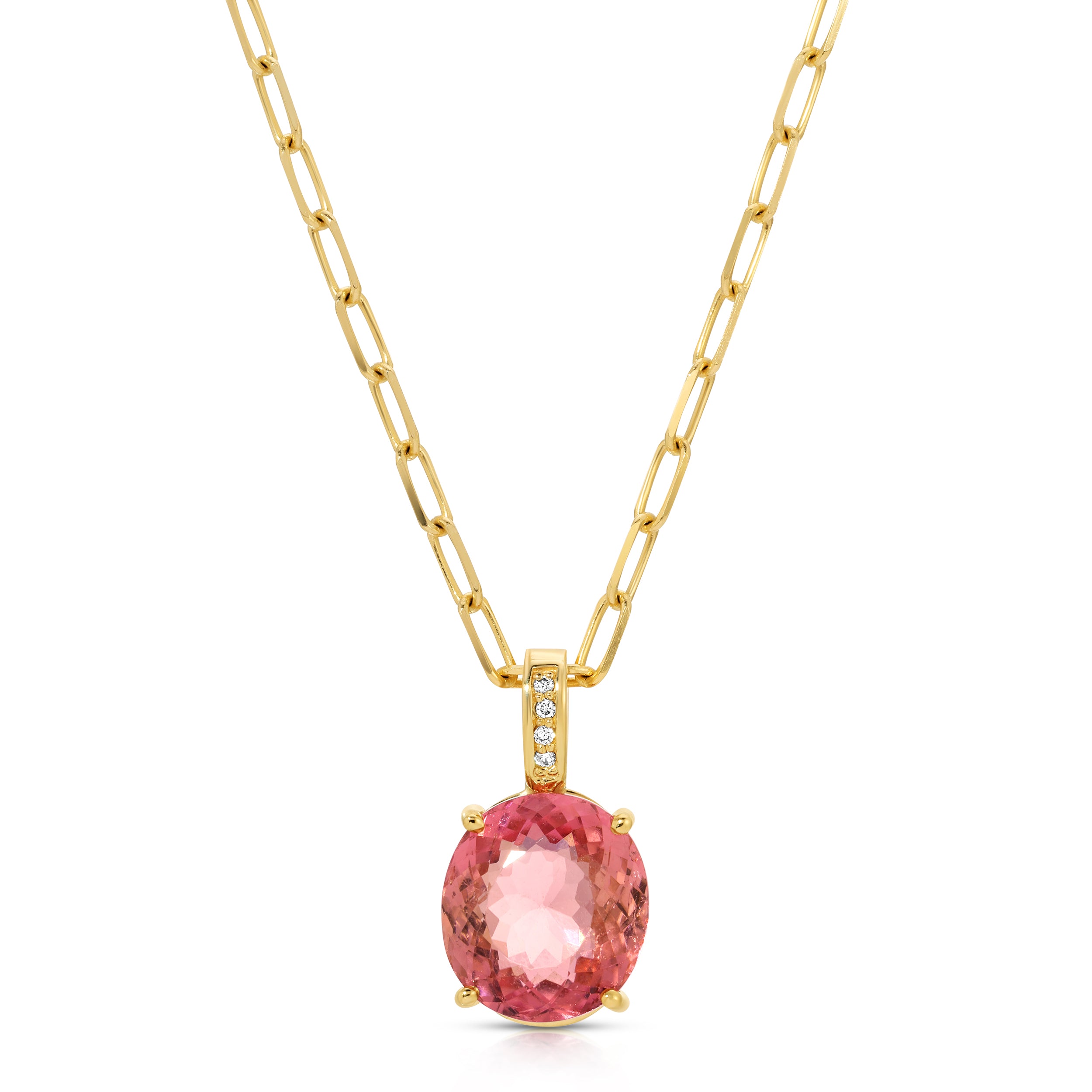 Tourmaline Pendant Necklace with Diamond Bale Pendant Roseark Jewelry   