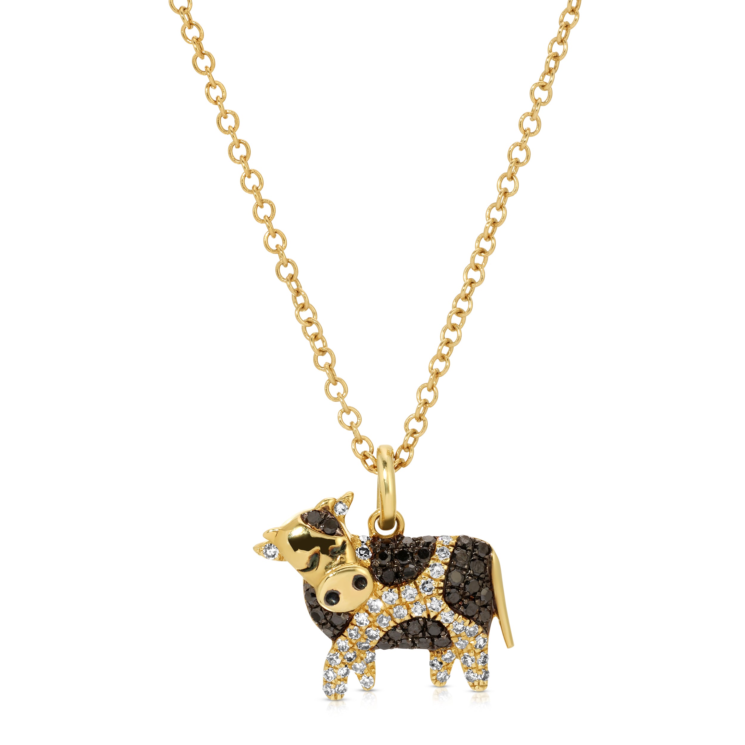 Black+White Diamond Cow Charm Necklace Necklaces Roseark Deux   