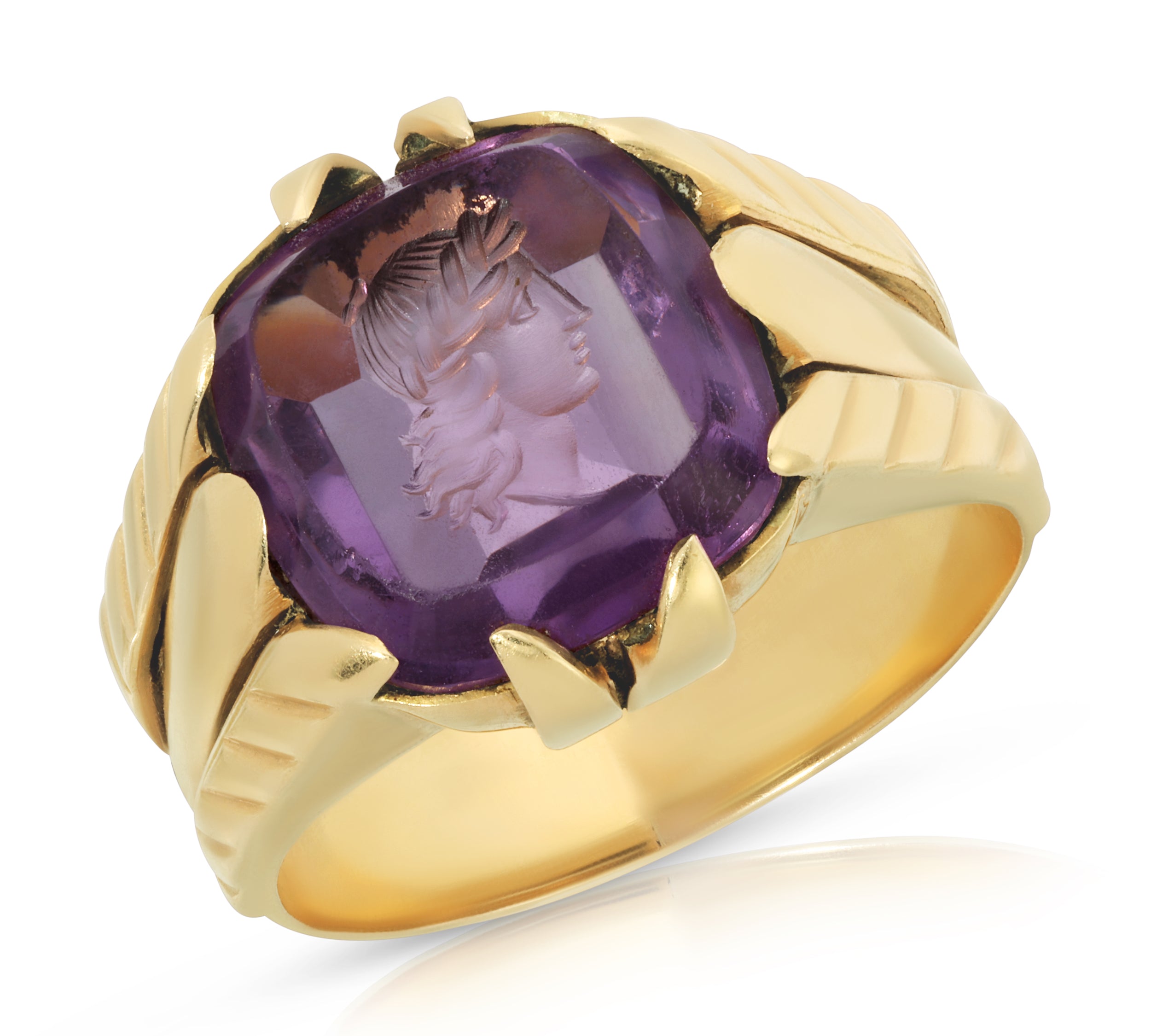 Victorian Amethyst Intaglio Portrait Ring Rings Roseark Vintage   