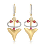 Gold Shark Tooth Stone Statement Earrings Statement Hanut Singh   