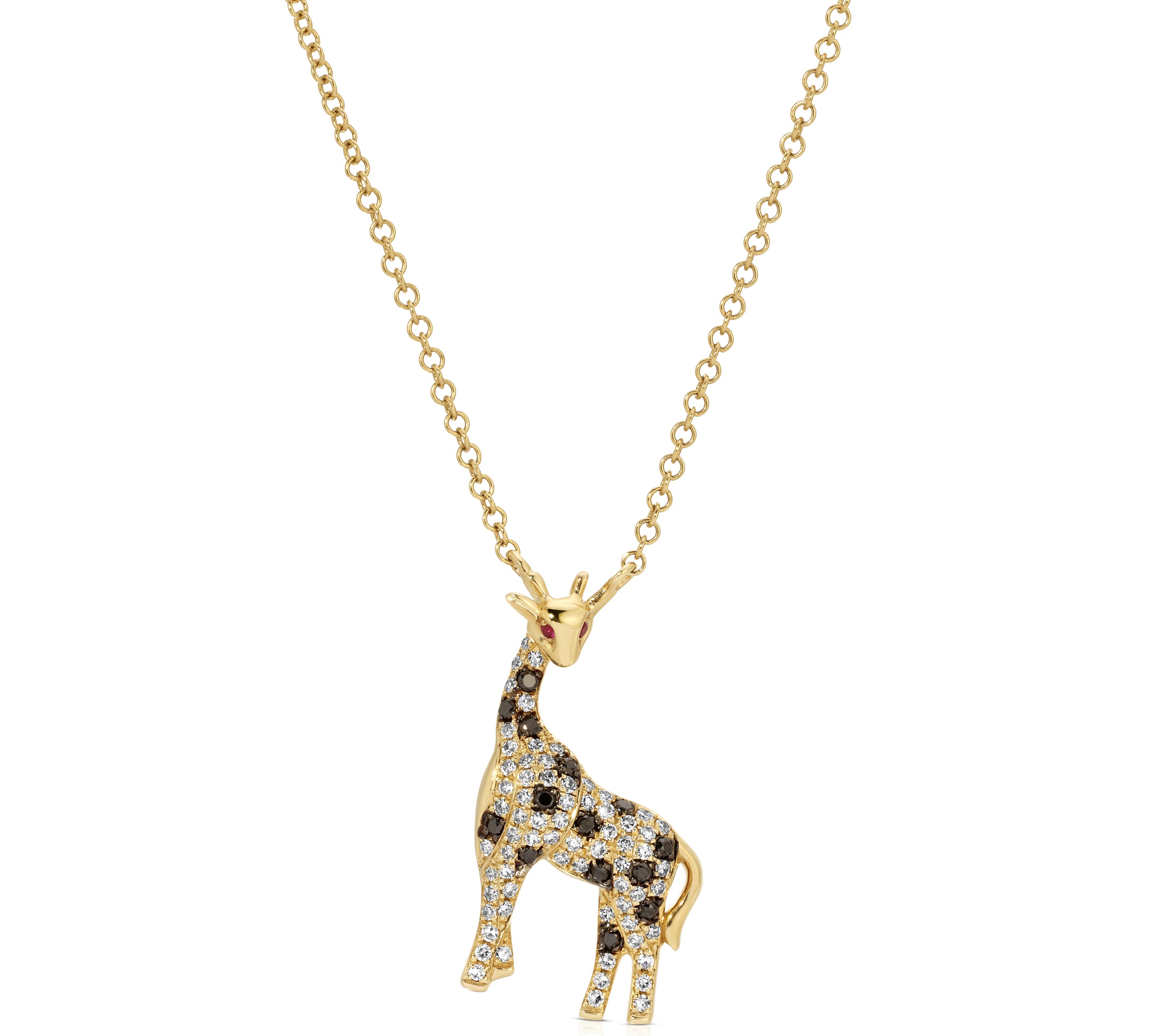 Black+White Diamond Giraffe Charm Necklace Necklaces Roseark Deux   