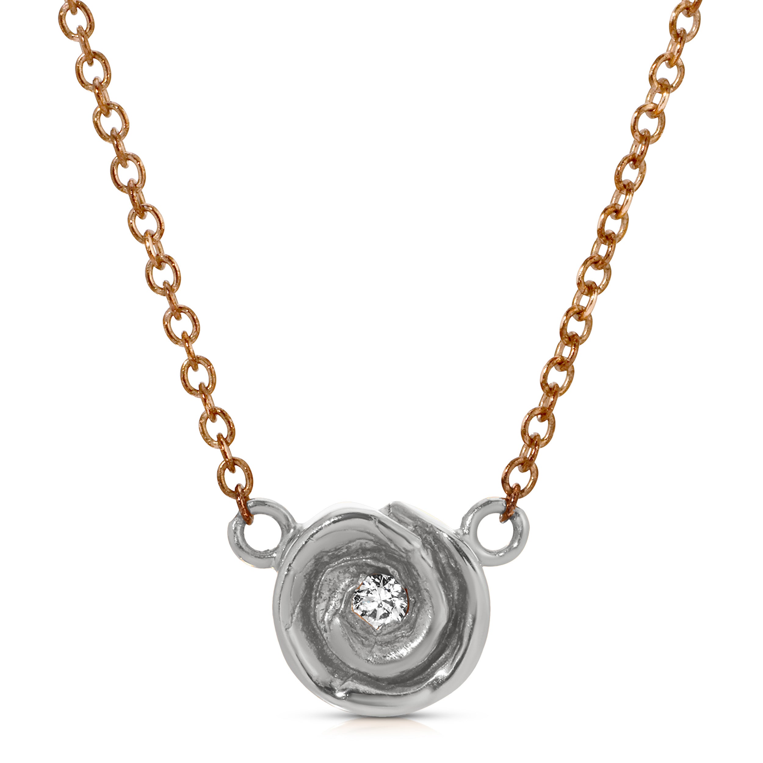 Rosebud Necklace, Medium Necklace Roseark WGold Rose - RGold Chain