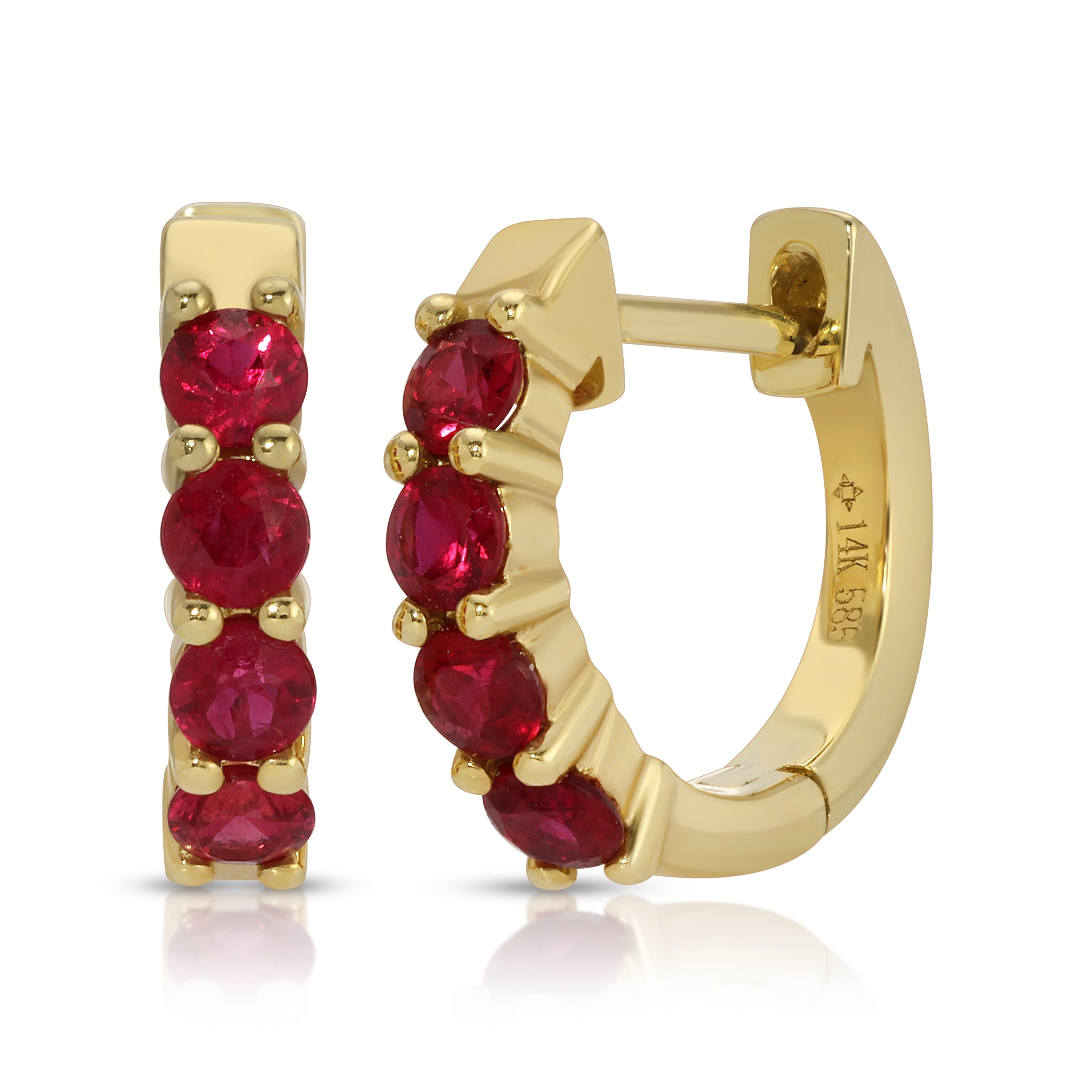 4-Stone Ruby Huggie Huggie Earrings Roseark Deux Pair  