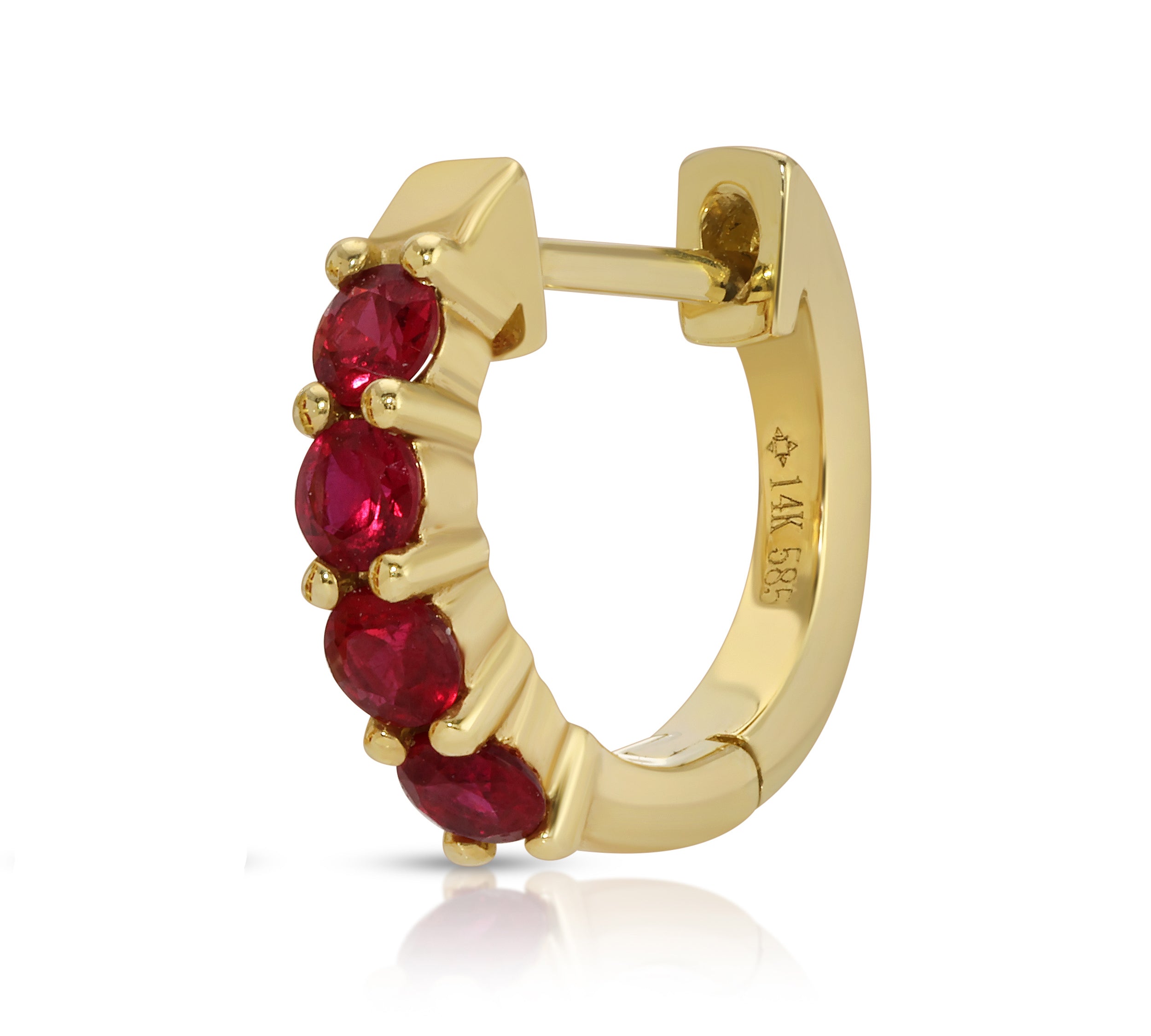 4-Stone Ruby Huggie Huggie Earrings Roseark Deux Single  