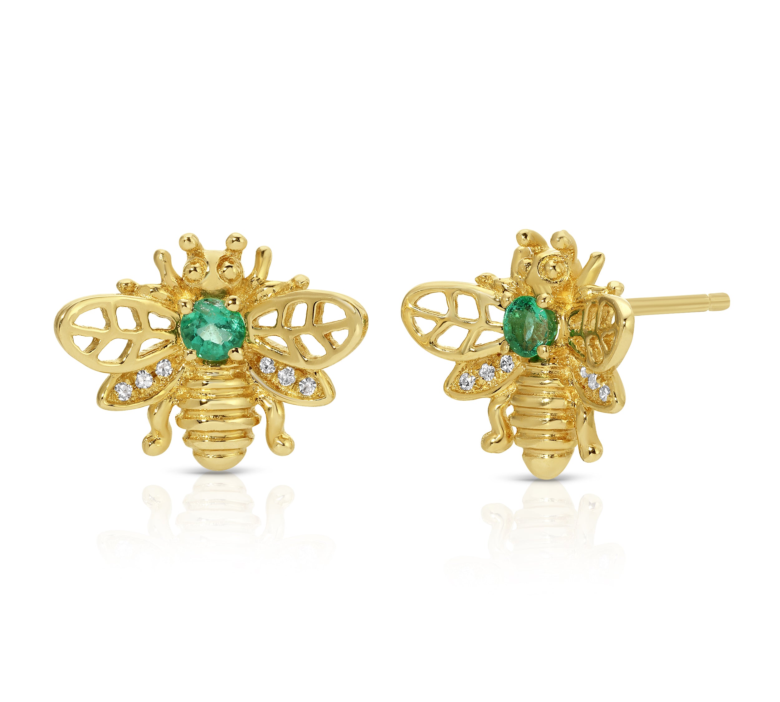 Emerald Diamond Mini Bee Stud Stud Earrings Roseark Deux Pair  