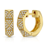 Pave Diamond Pyramid Spike Huggies, Pair Huggie Earrings Roseark Deux Yellow  