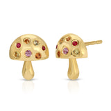 Multicolored-Stone Mushroom Stud Earrings Roseark Deux Pair  