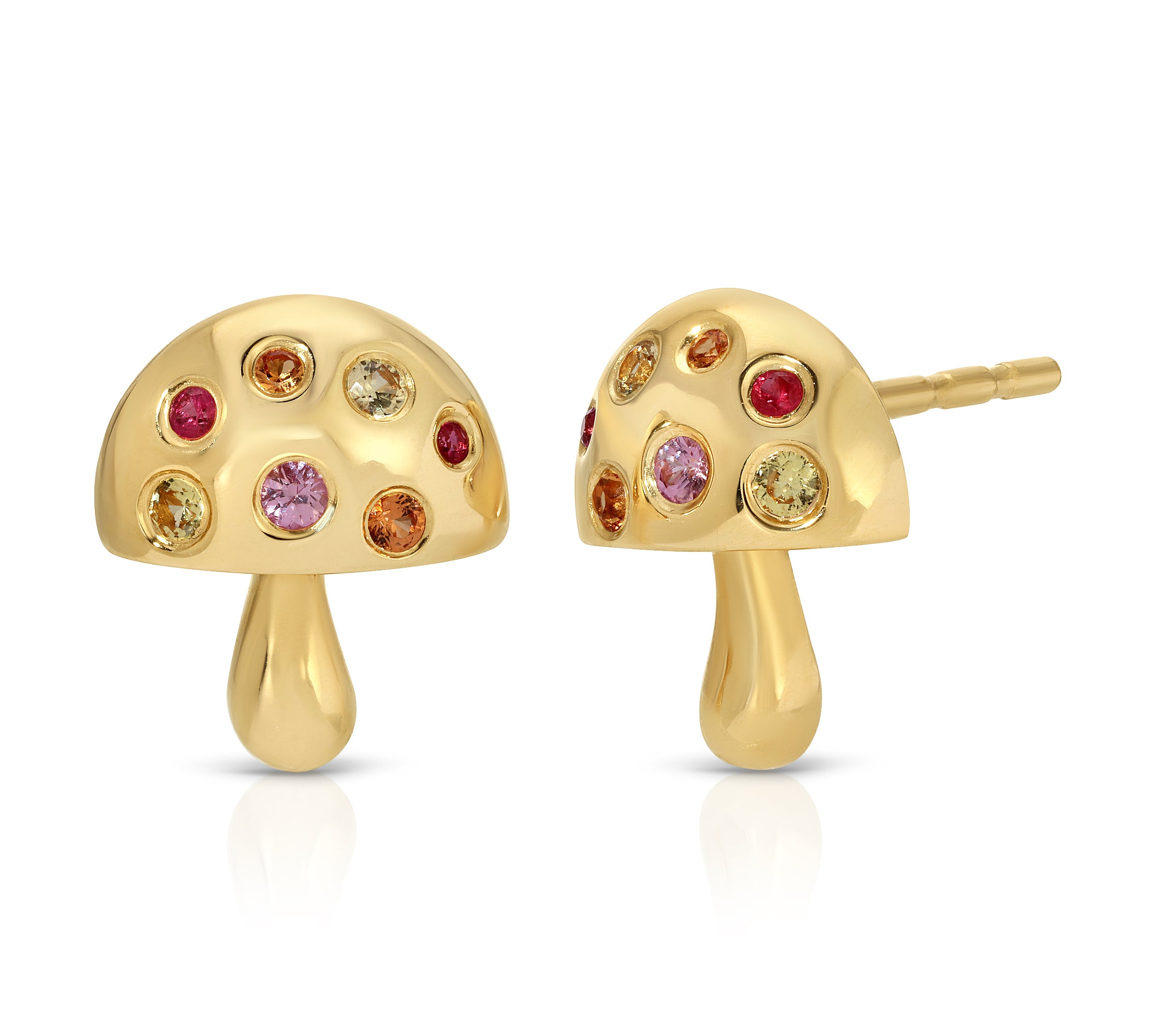 Multicolored-Stone Mushroom Stud Earrings Roseark Deux Pair  