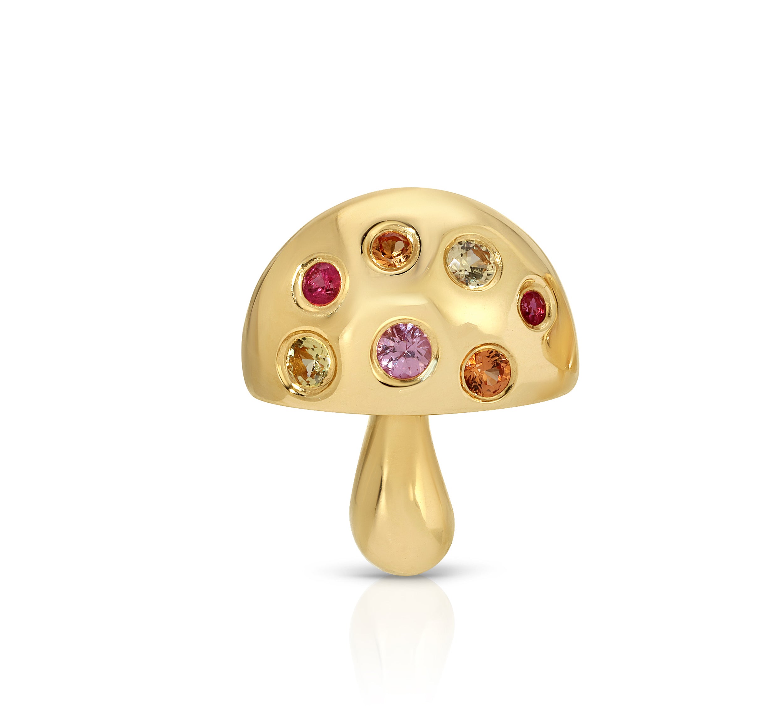 Multicolored-Stone Mushroom Stud Earrings Roseark Deux Single  