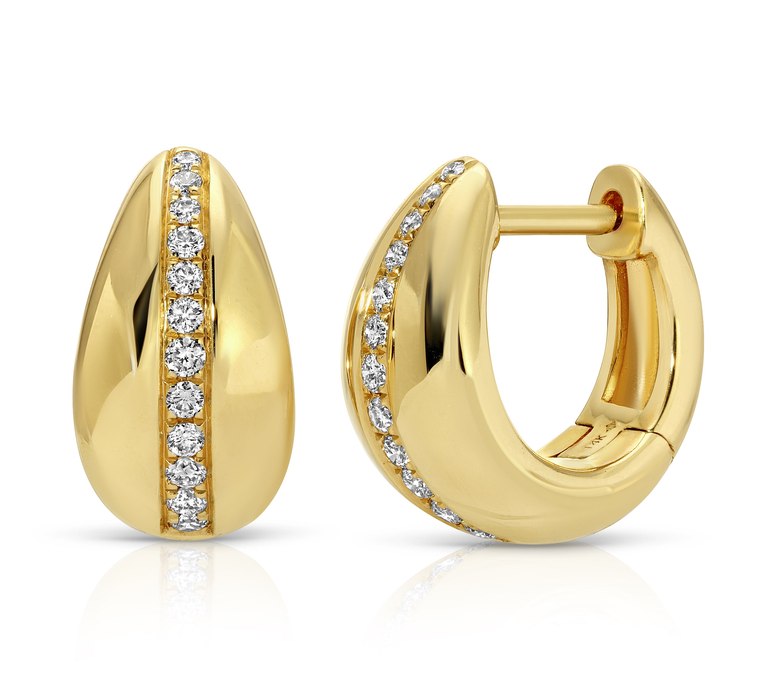 Diamond Line Huggie Huggie Earrings Roseark Deux Pair  