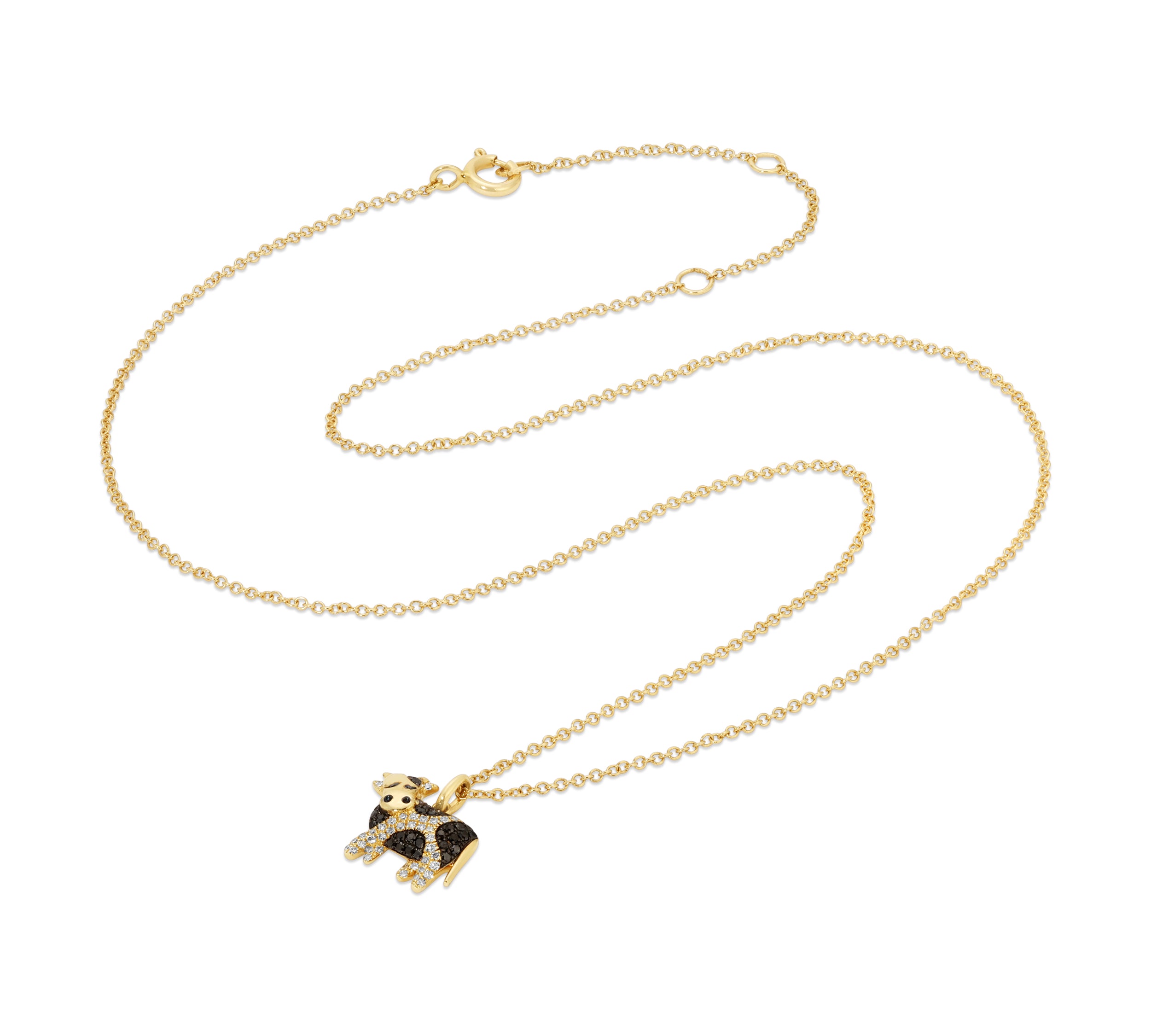 Black+White Diamond Cow Charm Necklace Necklaces Roseark Deux   