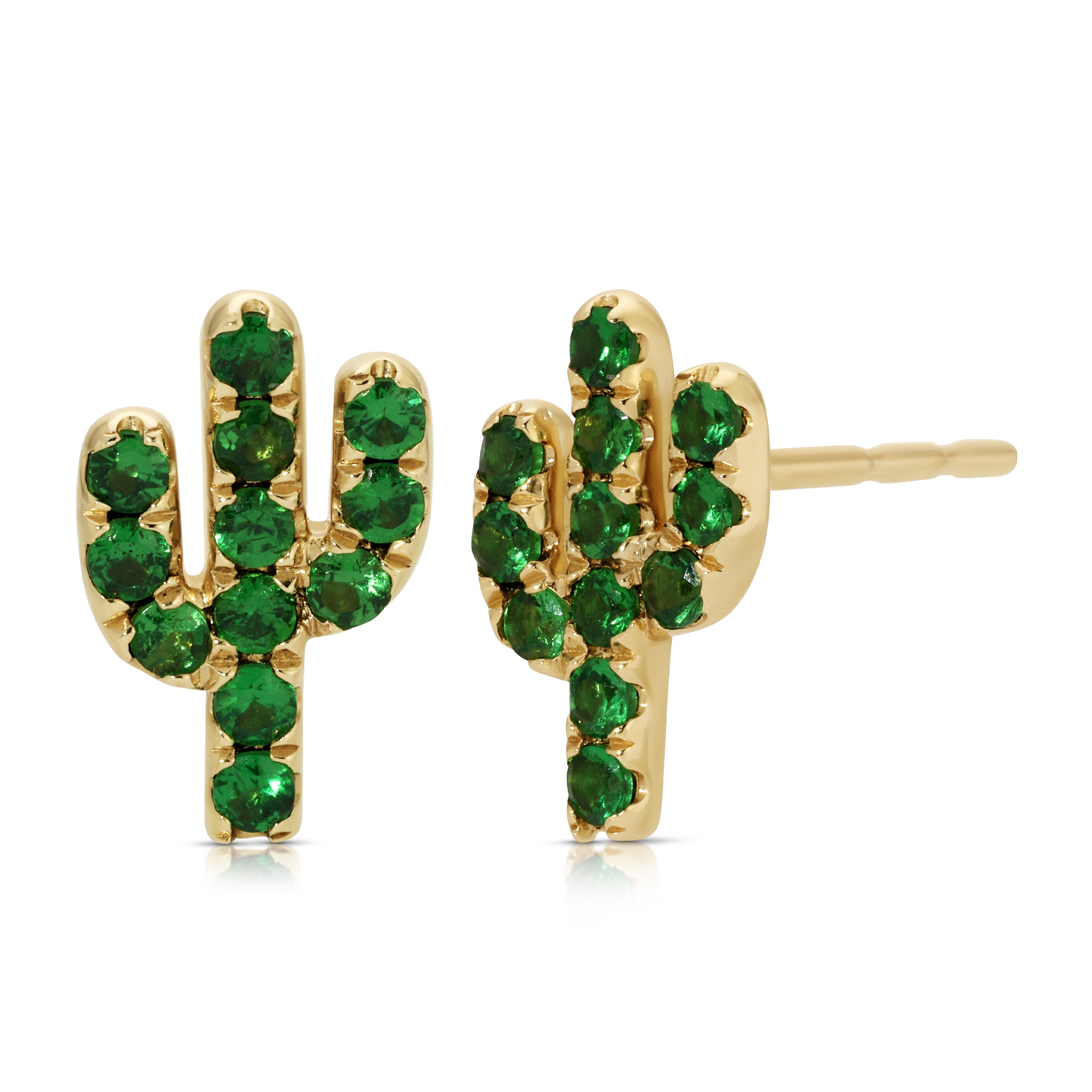 Mini Emerald Cactus Stud Stud Earrings Roseark Deux Pair  