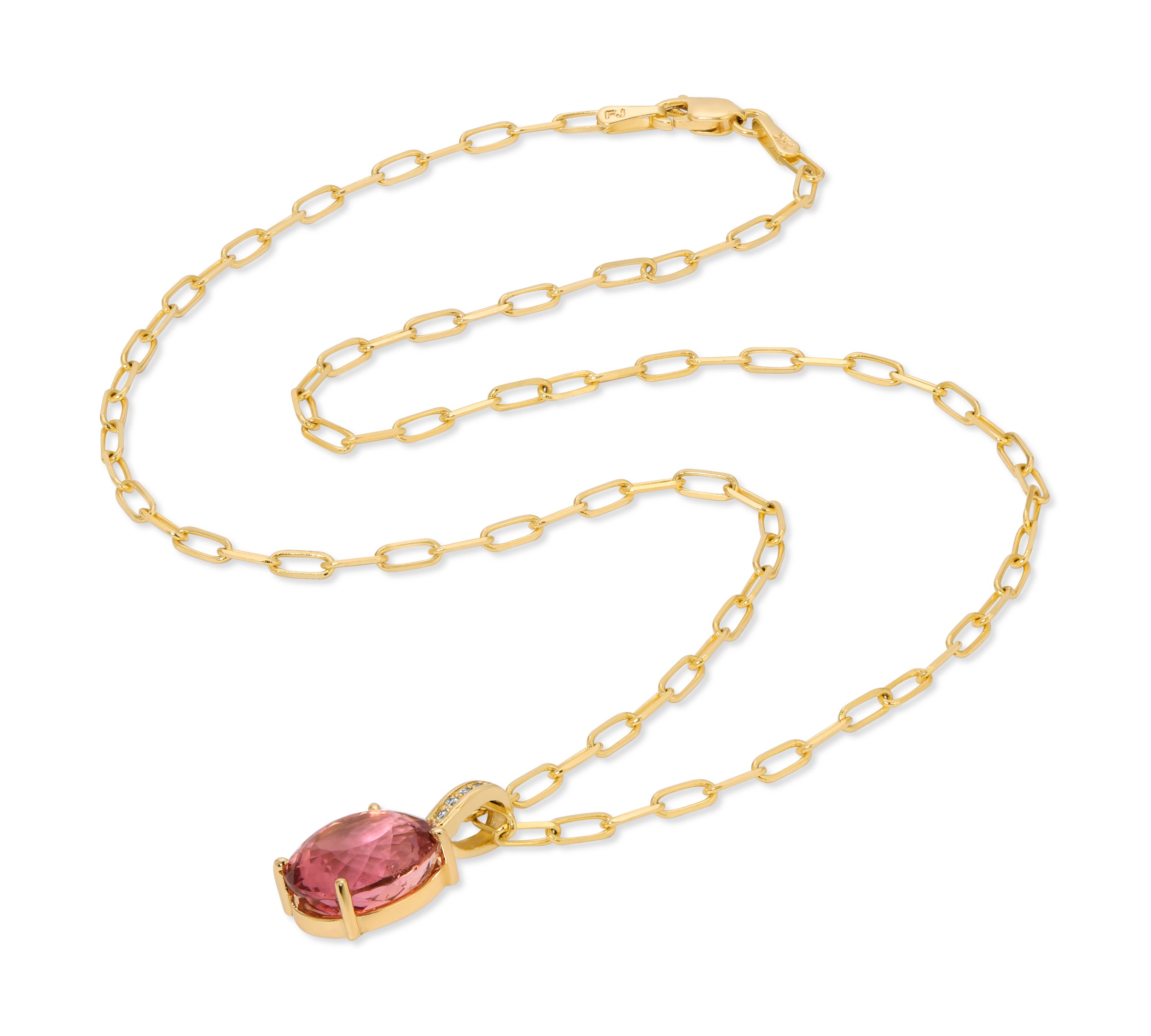 Tourmaline Pendant Necklace with Diamond Bale Pendant Roseark Jewelry   