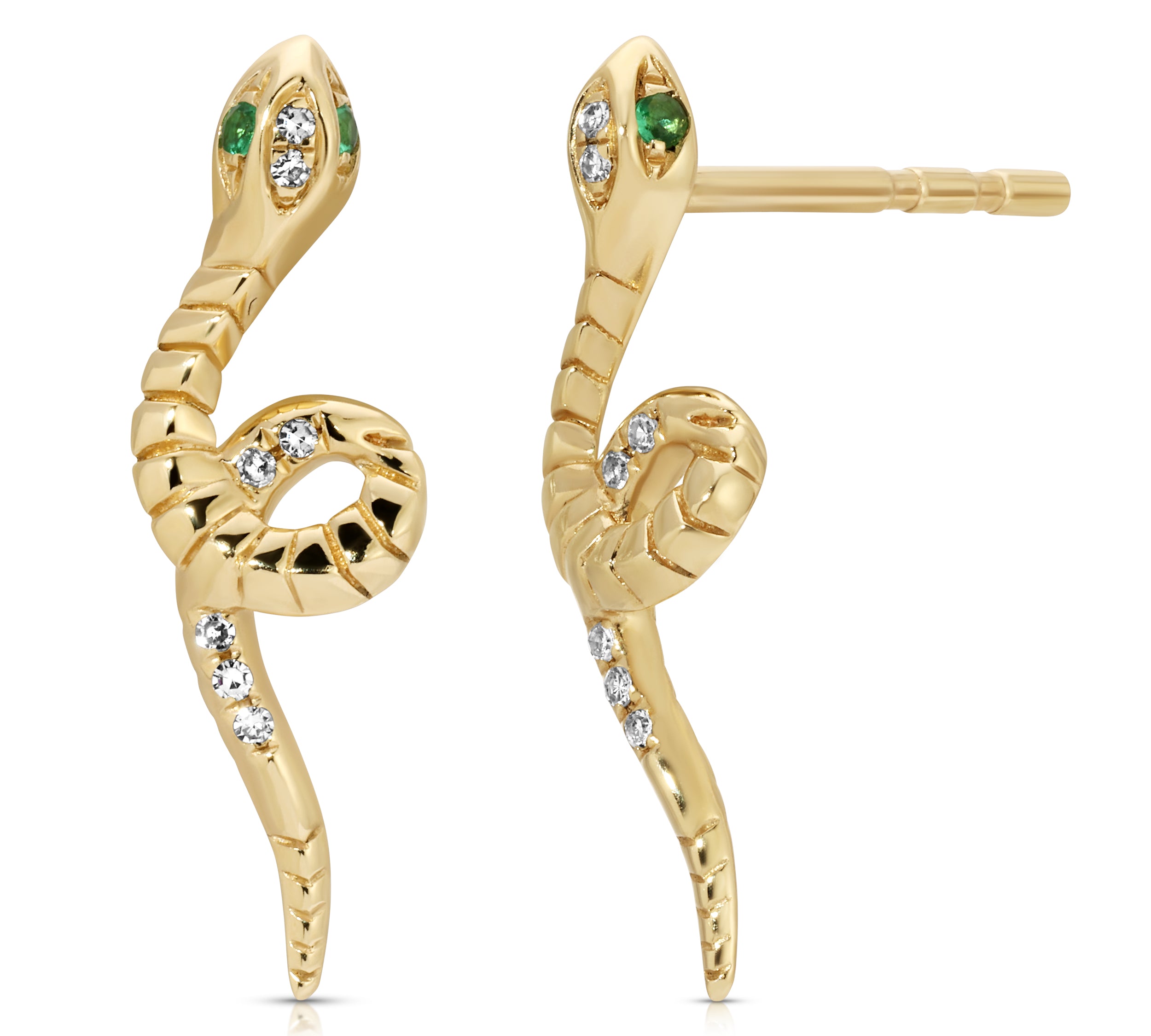 Diamond Snake Climber Stud with Emerald Stud Roseark Deux Pair  