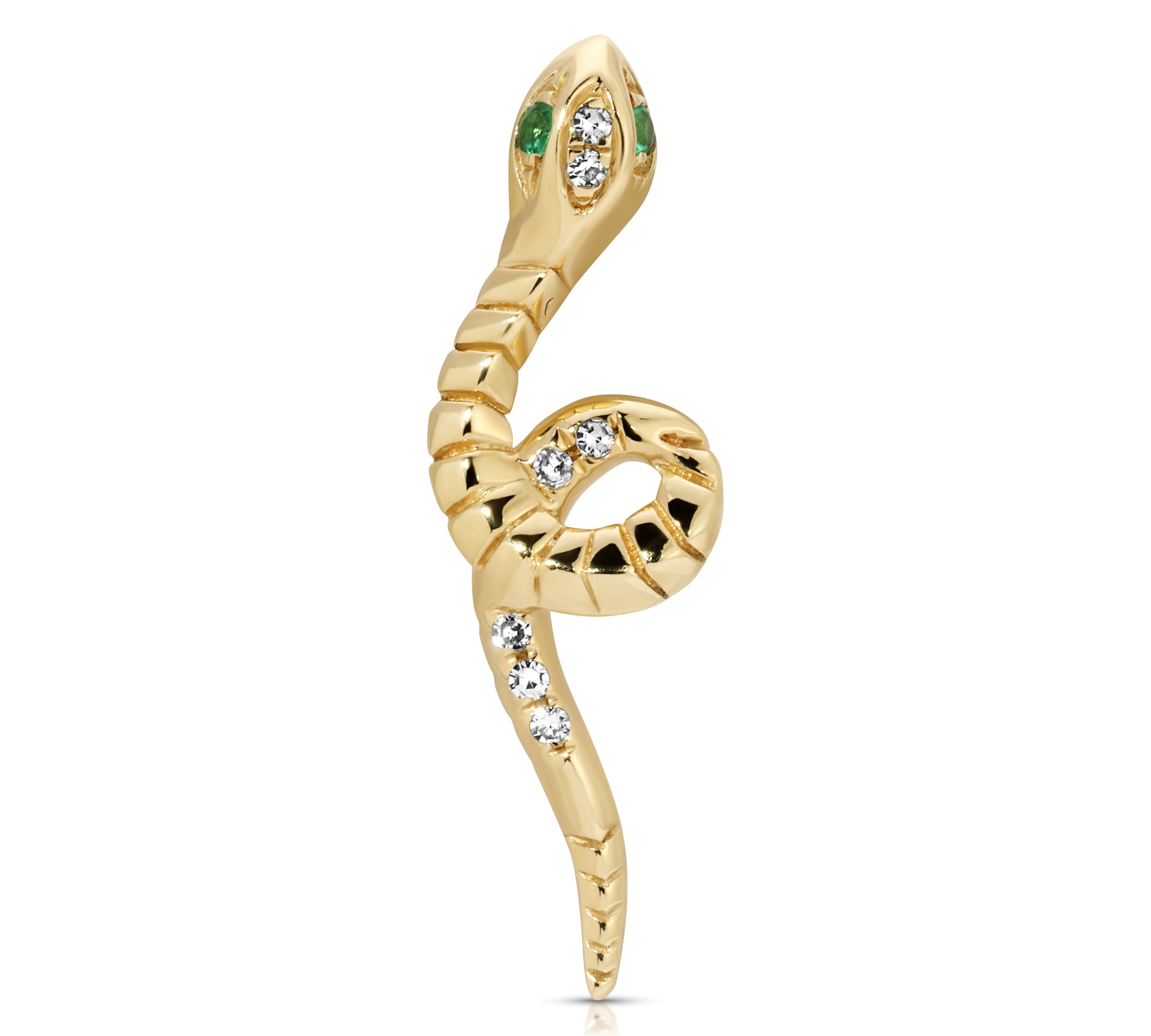 Diamond Snake Climber Stud with Emerald Stud Roseark Deux Single Left  