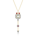 Aquamarine Ruby Arrow Pendant Necklace Pendant Necklace Hanut Singh