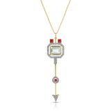 Aquamarine Ruby Arrow Pendant Necklace Pendant Necklace Hanut Singh