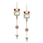 Multistone Arrow Earrings with Diamonds Drop Earrings Hanut Singh