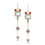 Multistone Arrow Earrings with Diamonds Drop Earrings Hanut Singh