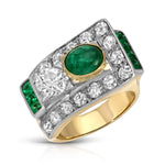 Emerald-cut Diamond Emerald Asymmetrical Ring Rings Roseark Vintage   