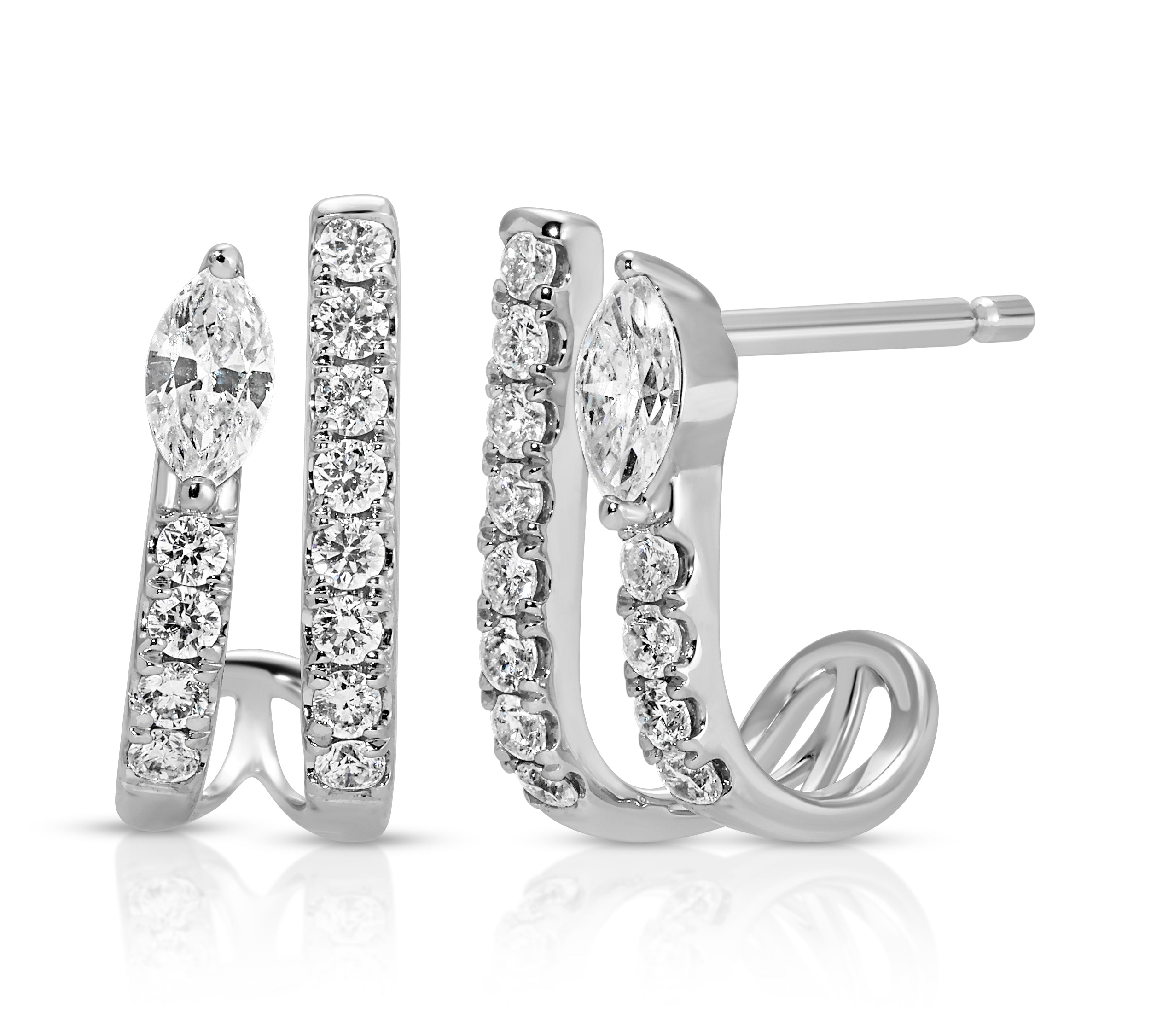 Marquis Diamond Pave Half-Hoop Hoops Earrings Roseark Deux   