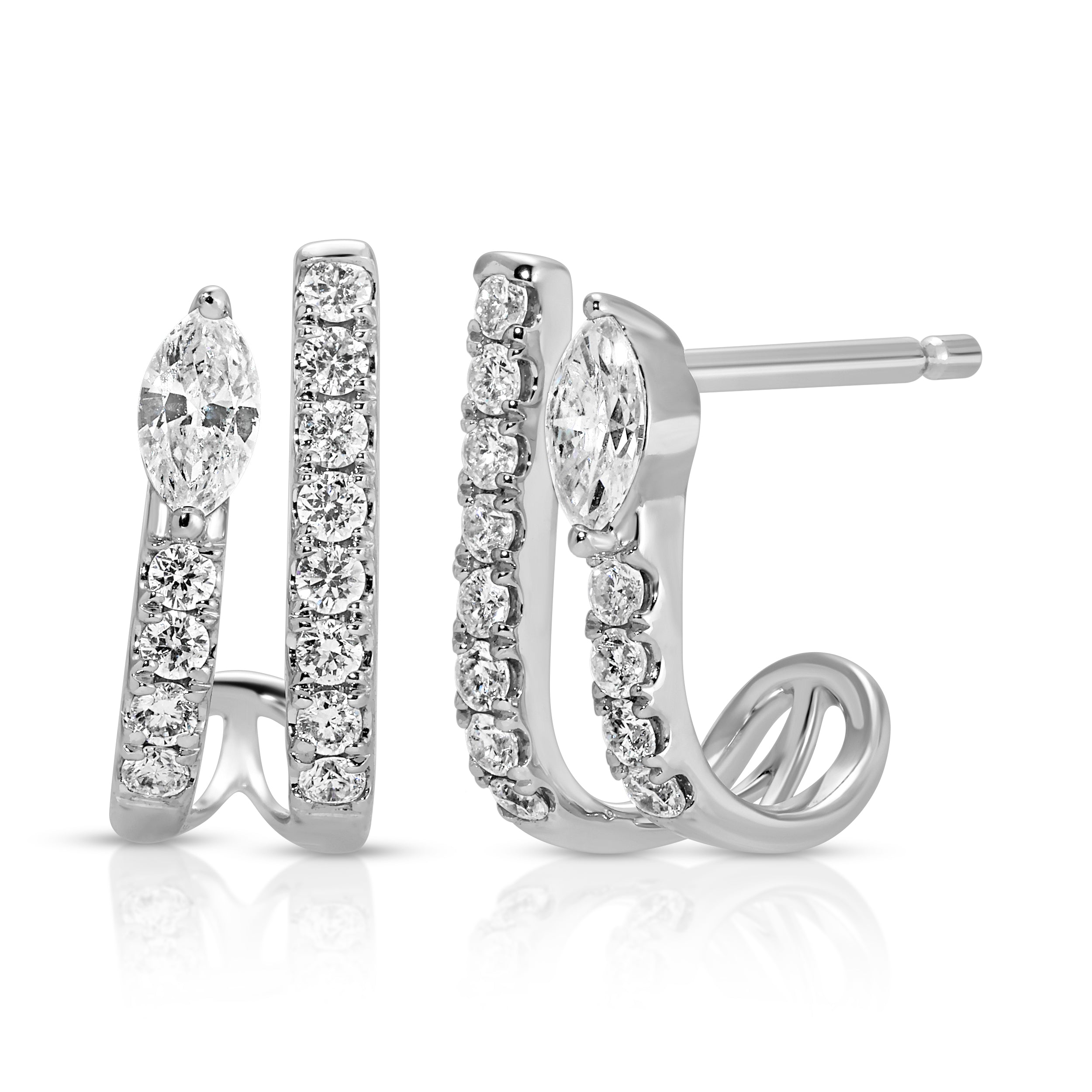 Marquis Diamond Pave Half-Hoop Hoops Earrings Roseark Deux   