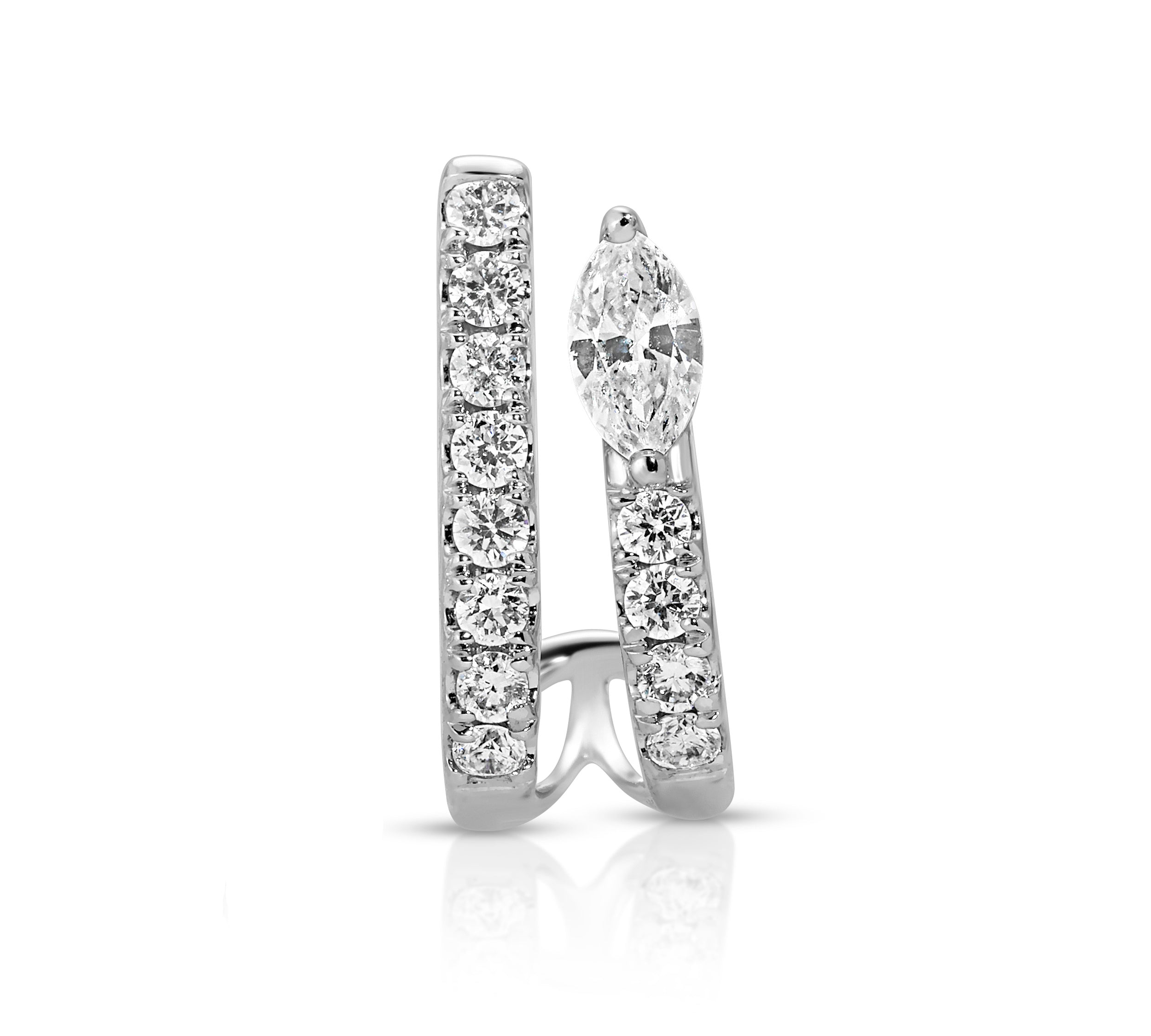 Marquis Diamond Pave Half-Hoop Hoops Earrings Roseark Deux Single Left  