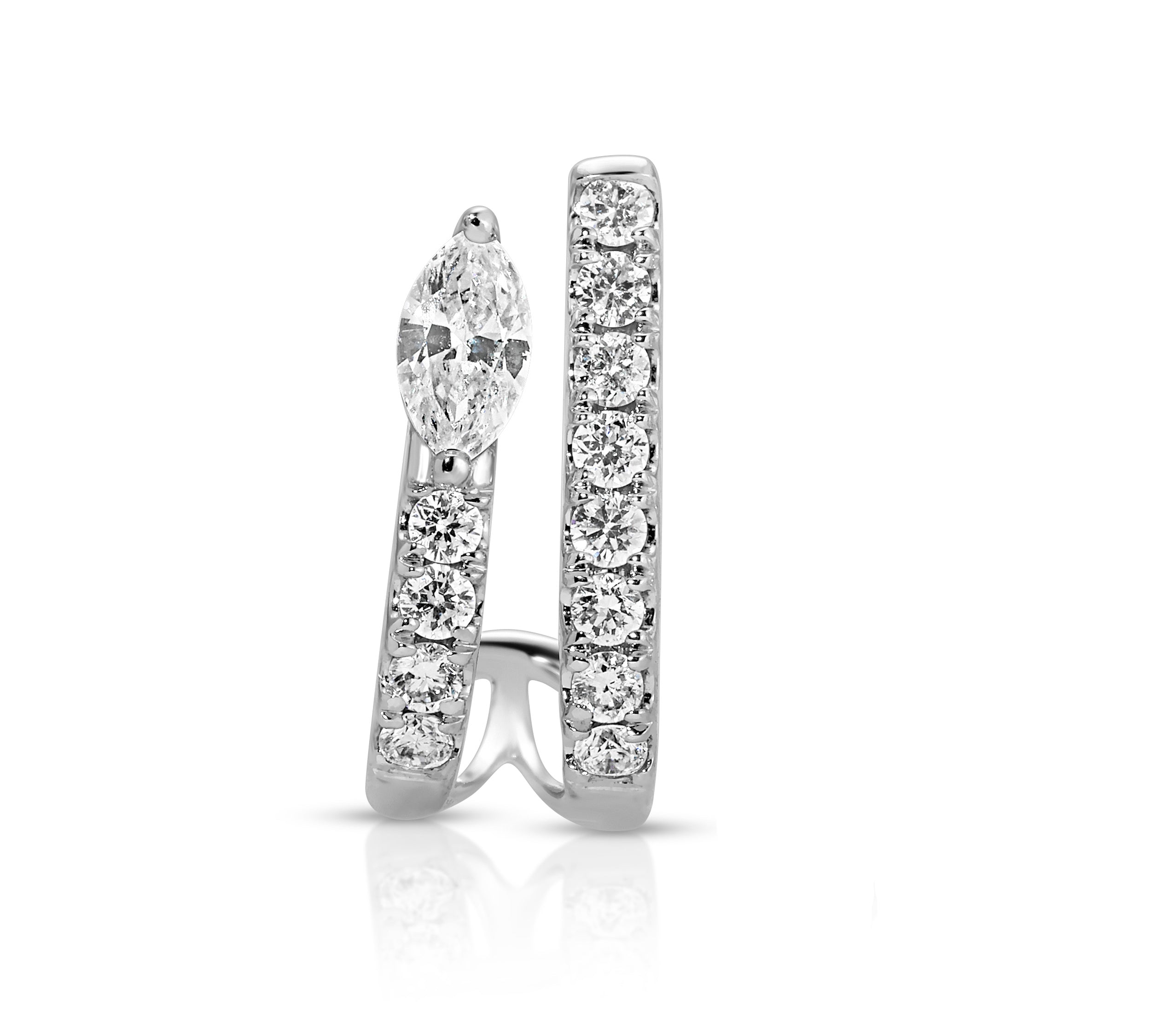 Marquis Diamond Pave Half-Hoop Hoops Earrings Roseark Deux Single Right  