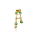 Stone Diamond Half-Huggie Hoop Hoops Earrings Roseark Deux Emerald+Diamond Single Left 