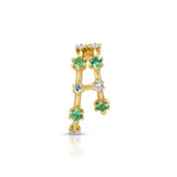 Stone Diamond Half-Huggie Hoop Hoops Earrings Roseark Deux Emerald+Diamond Single Left 