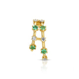 Stone Diamond Half-Huggie Hoop Hoops Earrings Roseark Deux Emerald+Diamond Single Right 