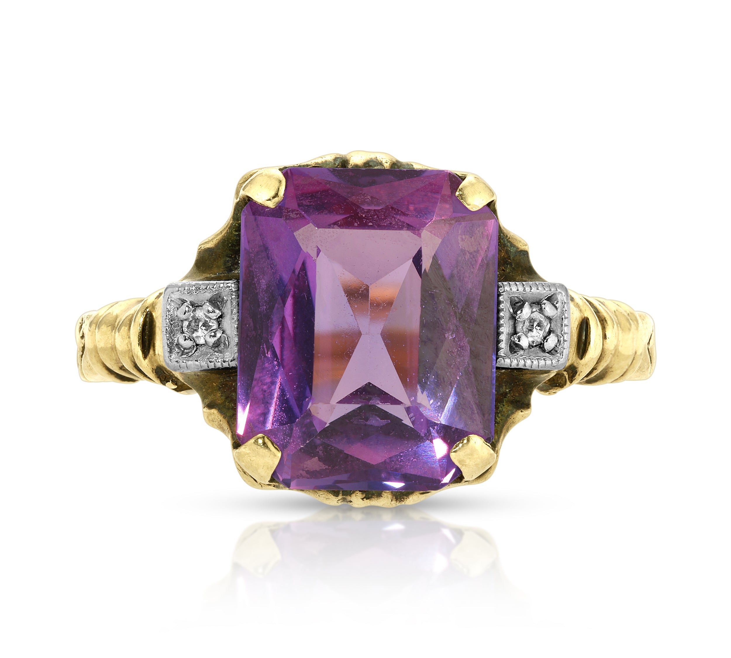 Estate 1940s Amethyst Cocktail Ring Cocktail Roseark Vintage   