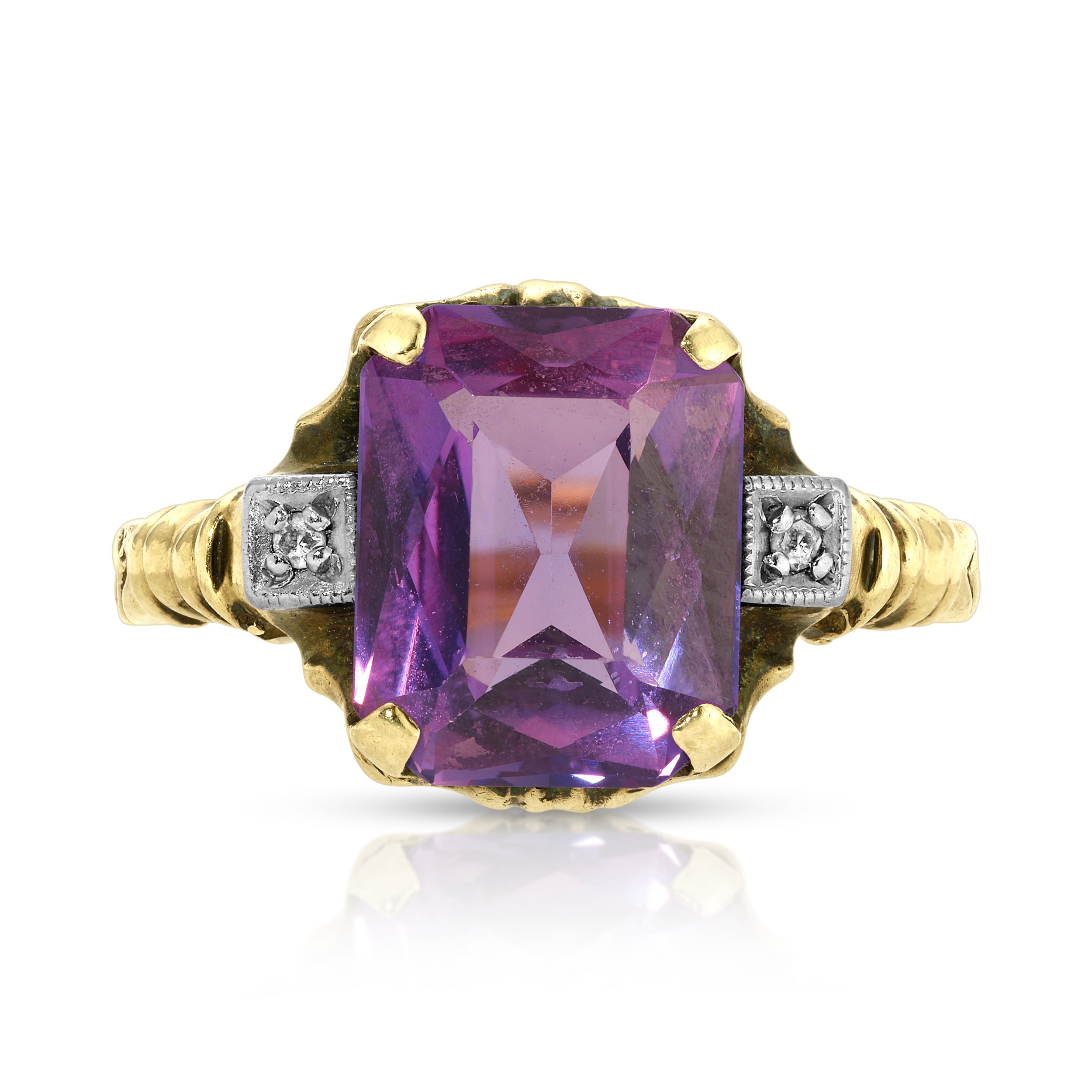 Estate 1940s Amethyst Cocktail Ring Cocktail Roseark Vintage   