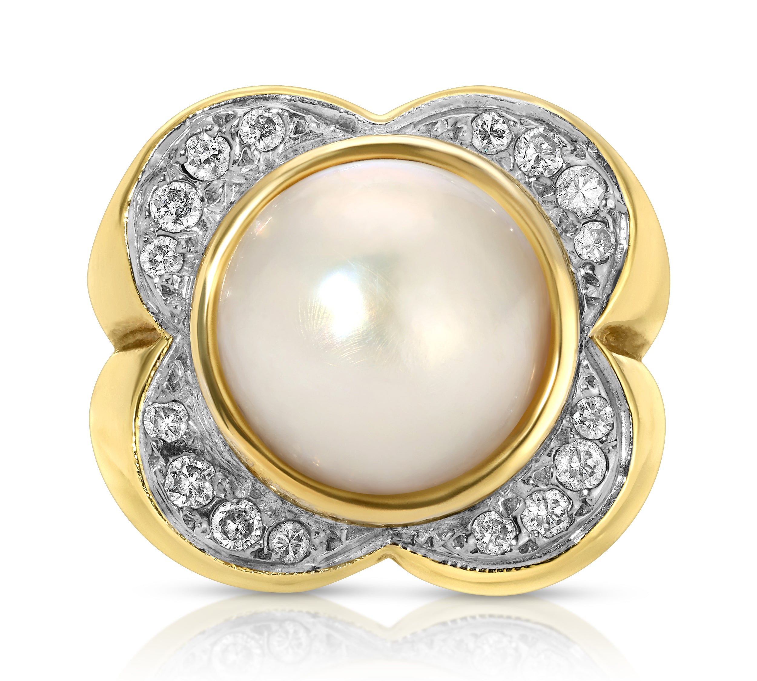 Estate Mabe Pearl Flower Cocktail Ring Statement Ring SA Estate   