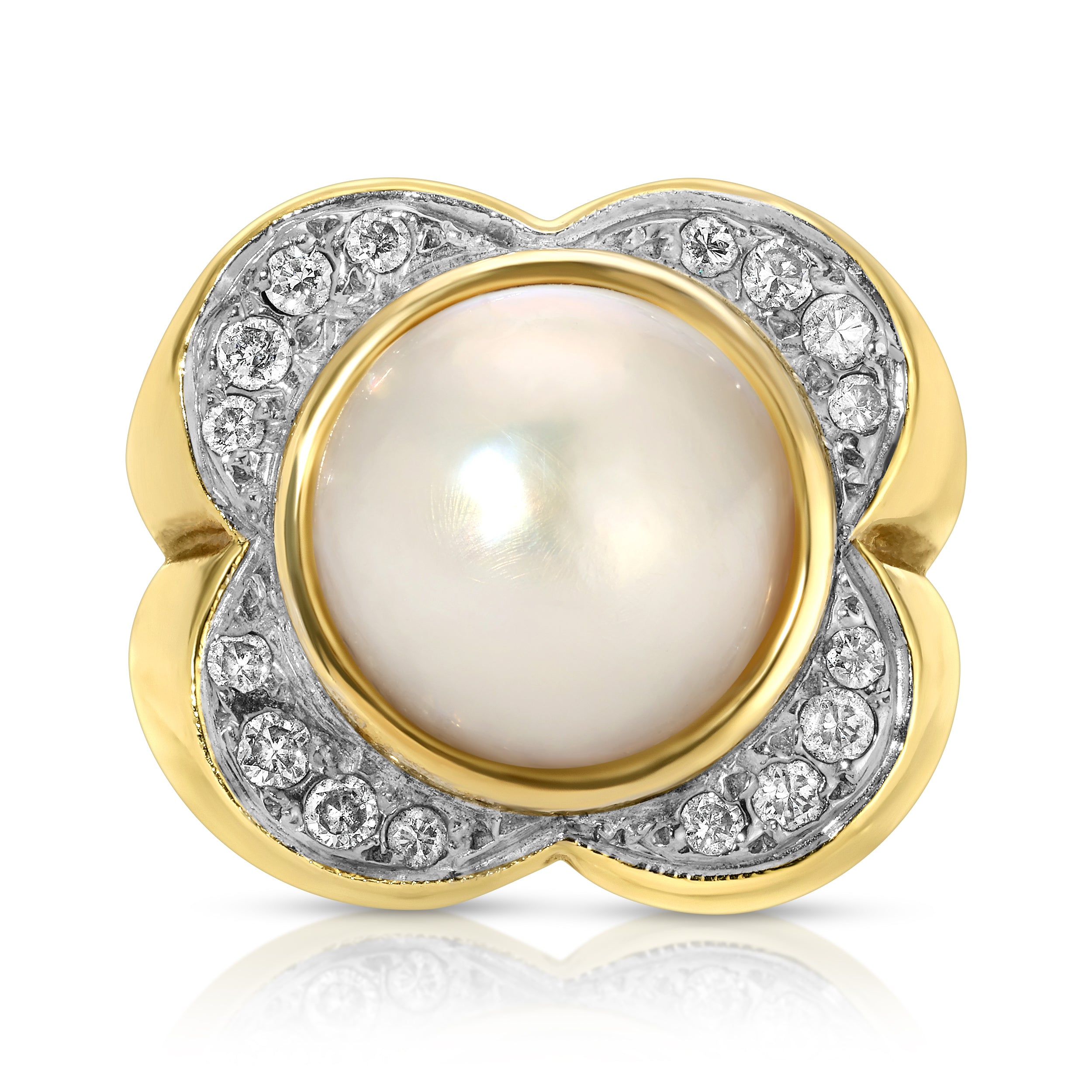 Estate Mabe Pearl Flower Cocktail Ring Statement Ring SA Estate   