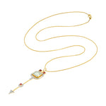 Aquamarine Ruby Arrow Pendant Necklace Pendant Hanut Singh   