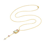 Aquamarine Ruby Arrow Pendant Necklace Pendant Necklace Hanut Singh