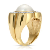 Estate Mabe Pearl Flower Cocktail Ring Statement Ring SA Estate   