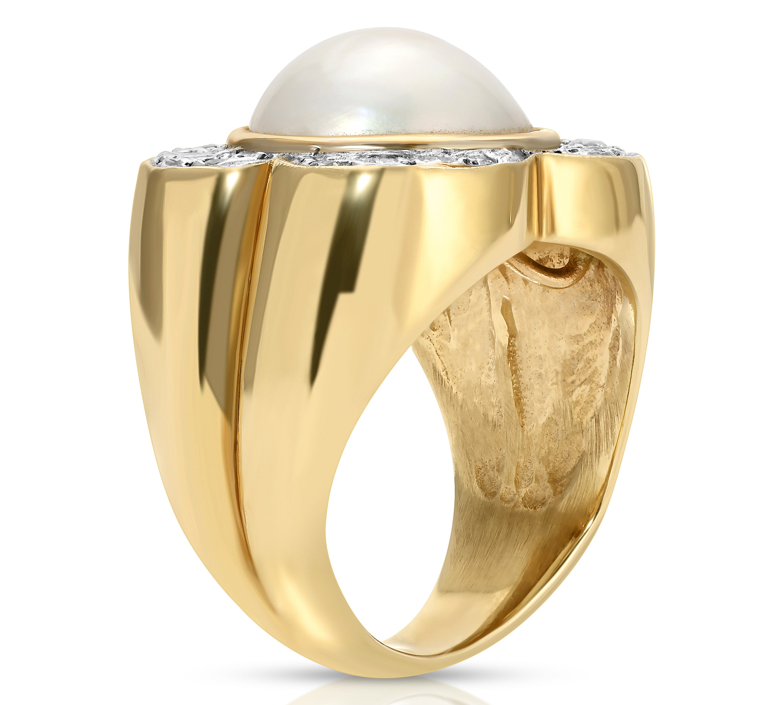 Estate Mabe Pearl Flower Cocktail Ring Statement Ring SA Estate   