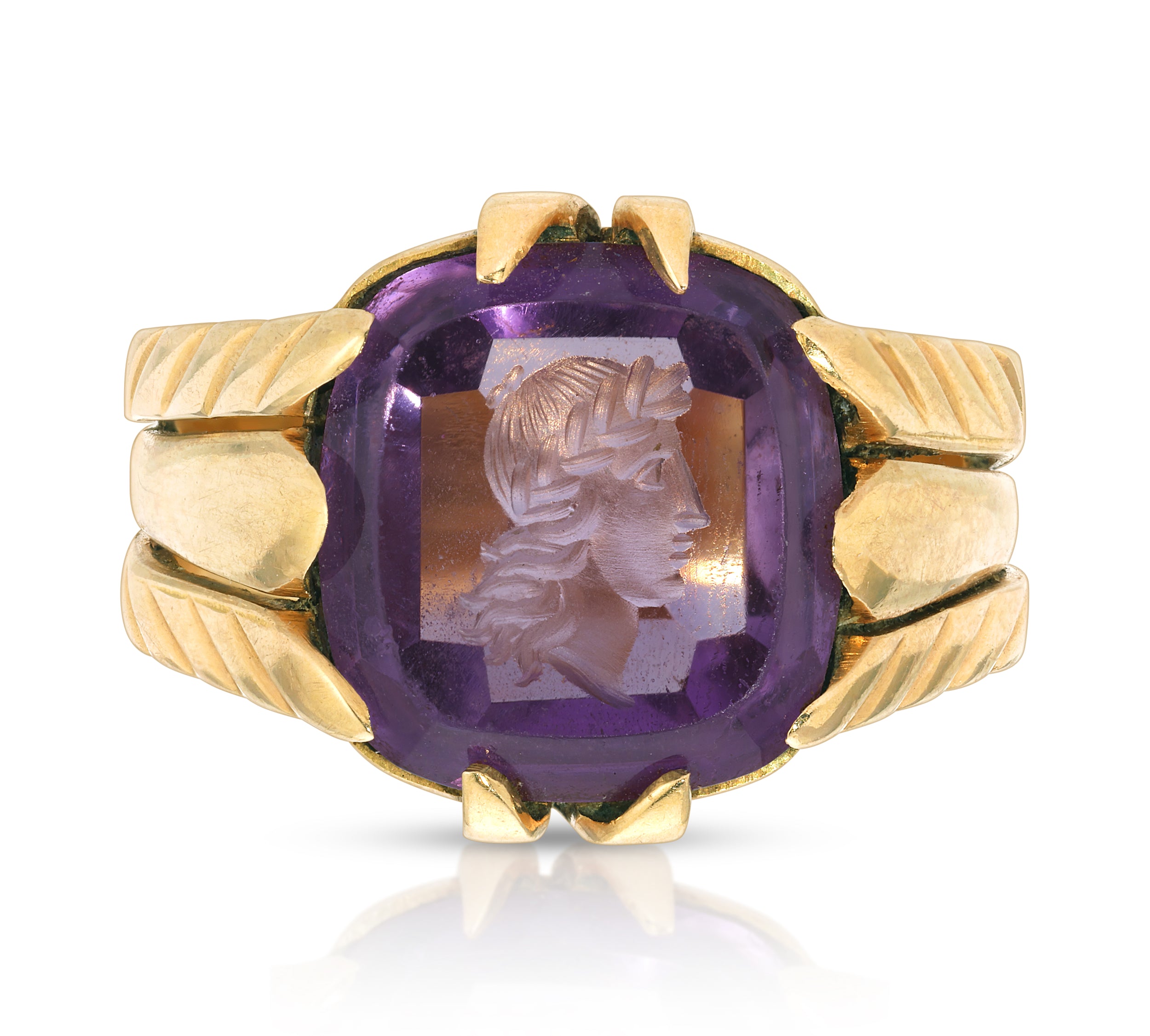 Victorian Amethyst Intaglio Portrait Ring Rings Roseark Vintage   