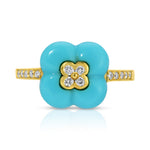 Vintage Daisy Turquoise Ring with Diamonds Ring Roseark Vintage