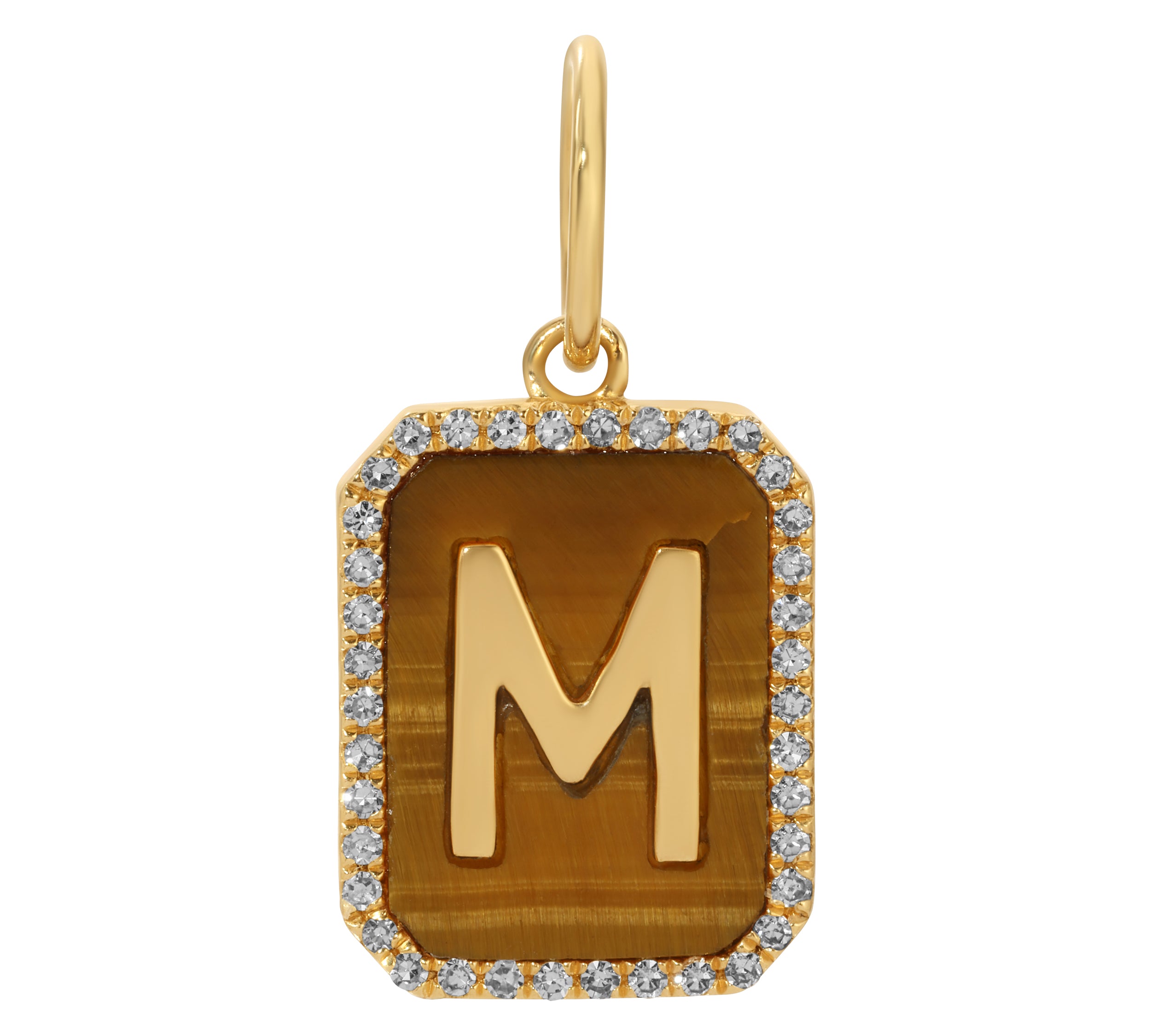 Tiger's Eye "M" Mini Charm Charm Roseark Deux   