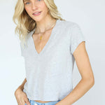 Alanis Recycled Cotton V Neck Tee Shirts & Tops perfectwhitetee   