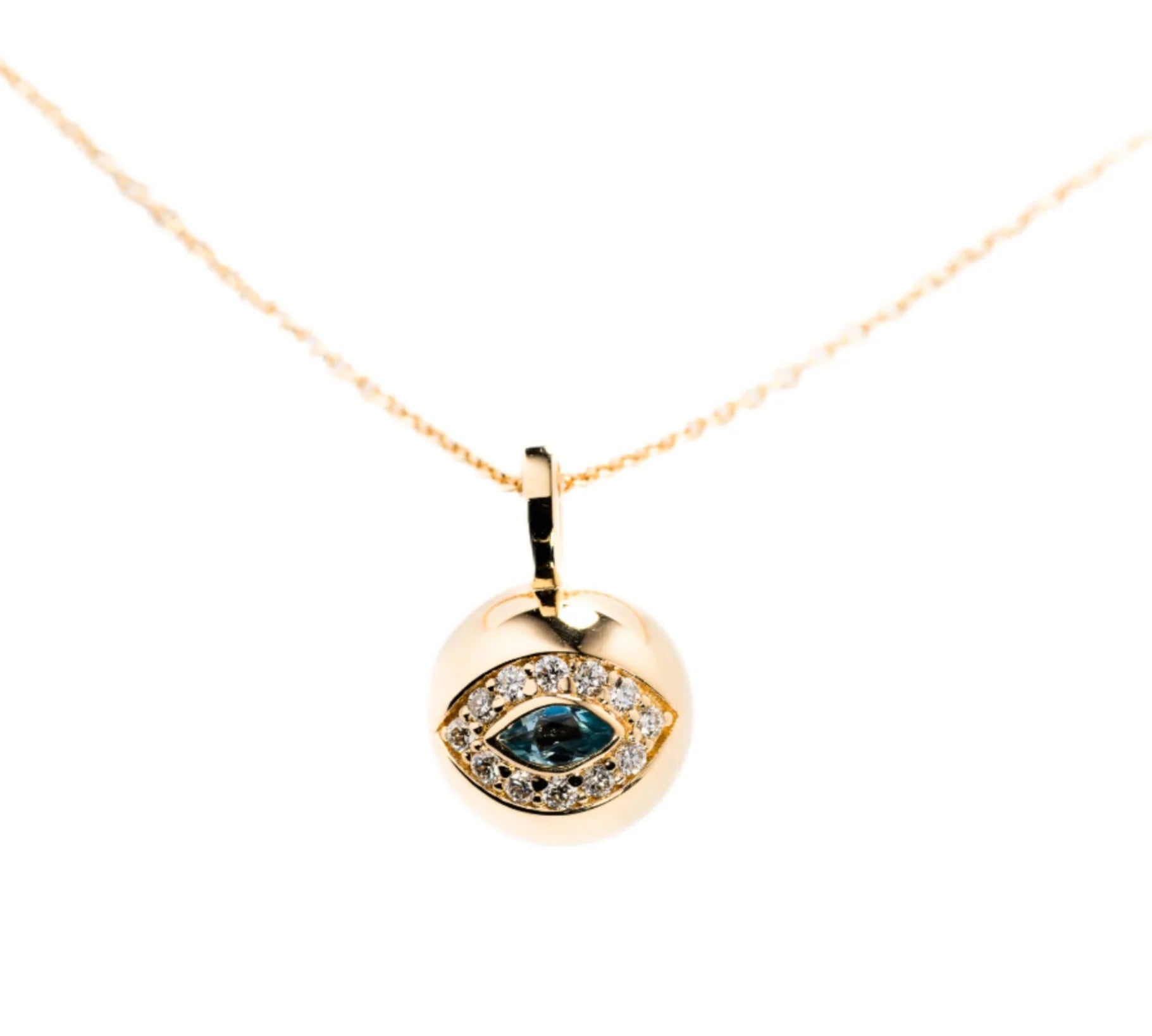 Marquise Sphere with Sapphire Eye Necklace Pendant Necklace The Finest Stack